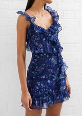 French Connection Aden Bai Sheen Frill Cami Mini Dress In Blue Depths
