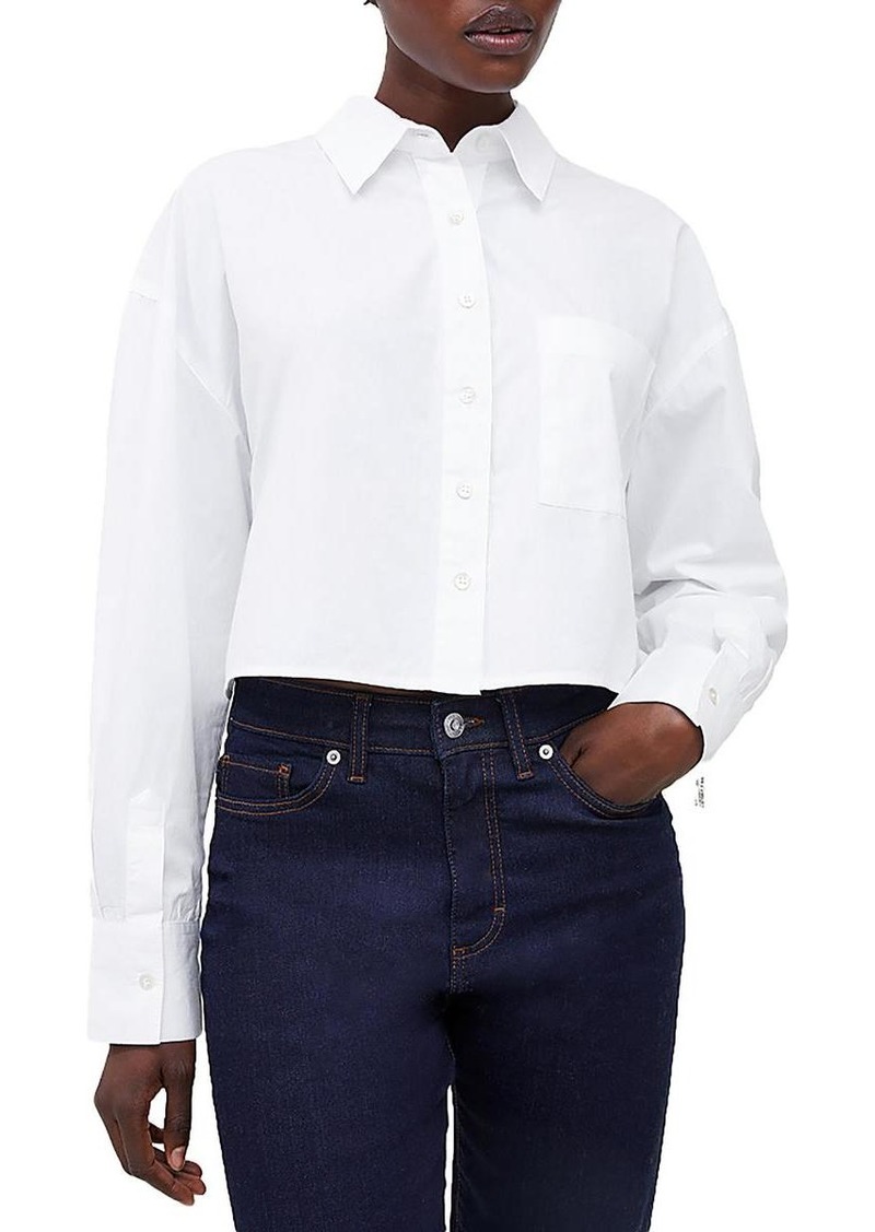 French Connection Alissa Womens Hi Low Long Sleeve Button-Down Top