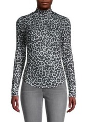 French Connection Animal-Printed Mockneck Top