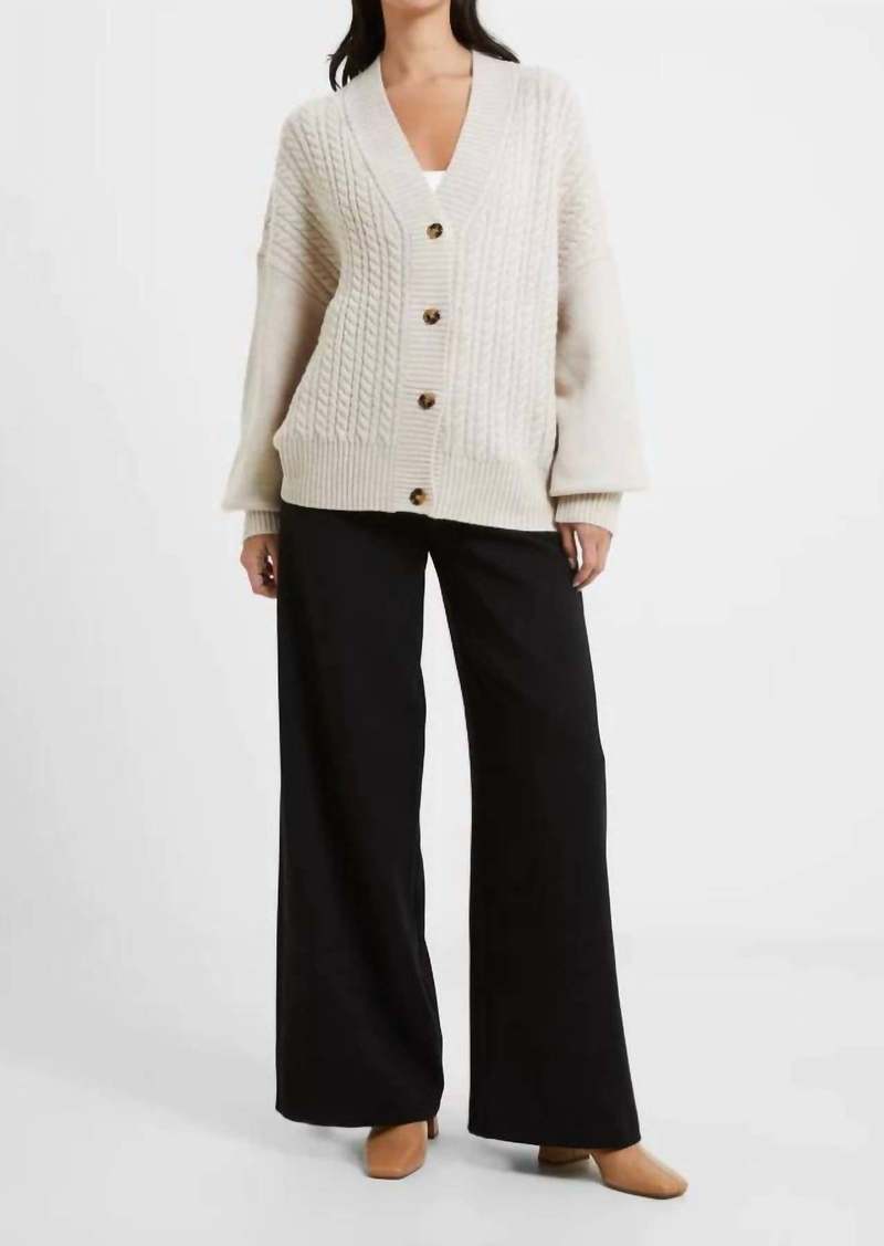 French Connection Babysoft Cable Knit Cardigan In Oatmeal