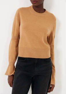 French Connection Babysoft Crew Neck Gather Long Sleeve Jumper in Camel