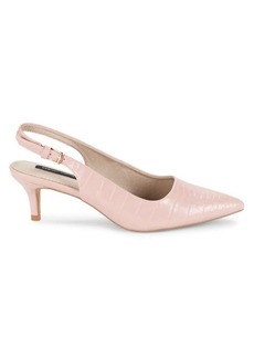 French Connection Croc Embossed Kitten Heel Slingback Pumps