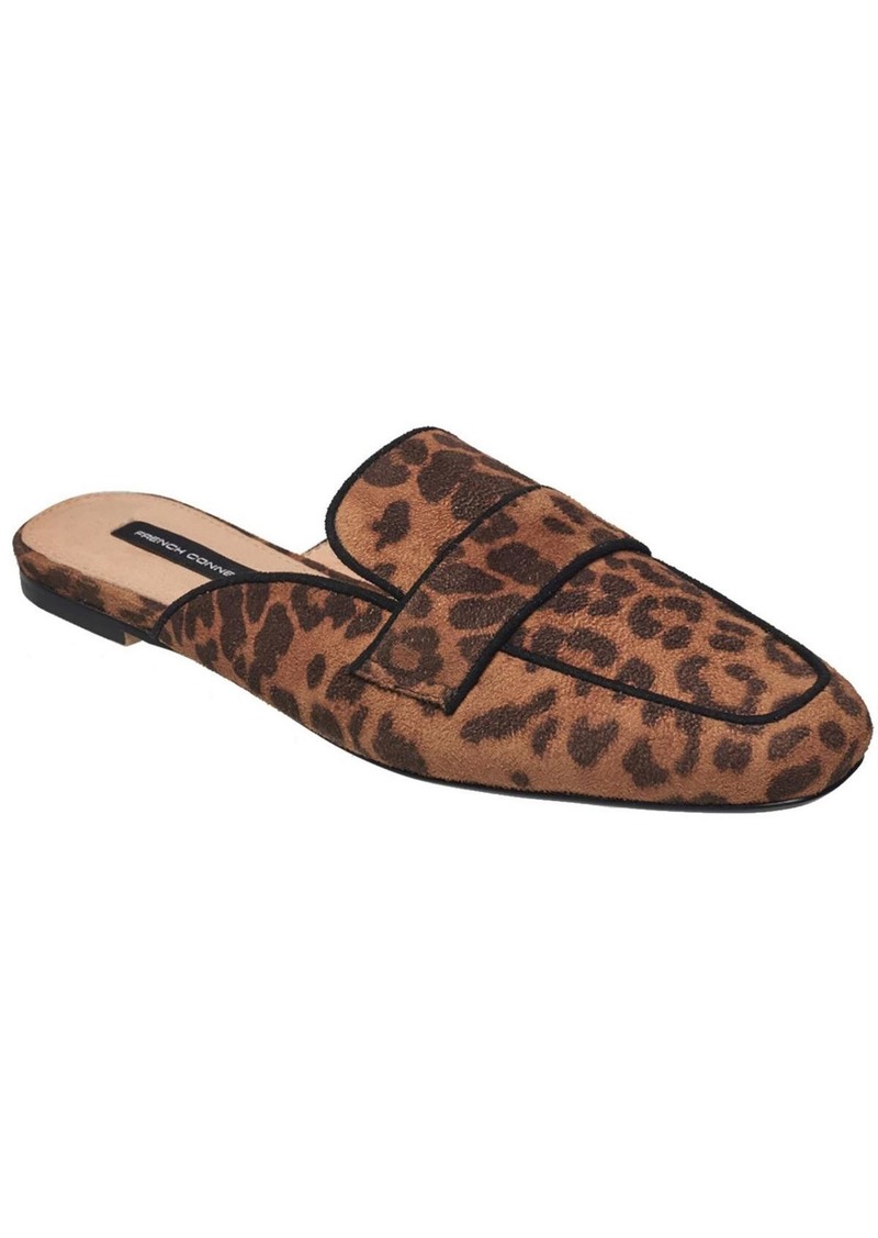 French Connection Danielle Womens Suede Leopard Print Mules