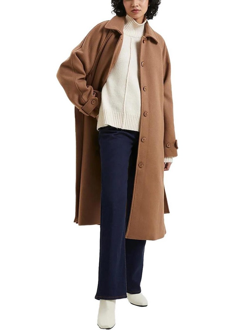 French Connection Fawn Felt Womens Wool Blend Midi Long Coat