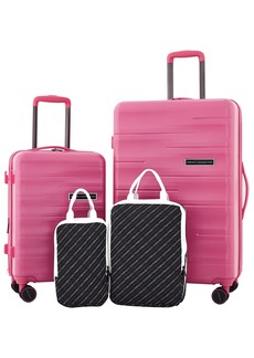 French Connection 4Pc Expandable Rolling Hardside Luggage Set - Aurora Pink