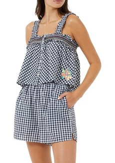 French Connection Adla Gingham Smocked Top