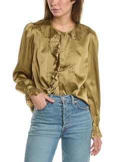 French Connection Aleeya Satin Lace Detail Blouse
