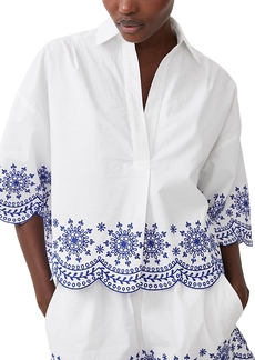 French Connection Alissa Cotton Embroidered Top