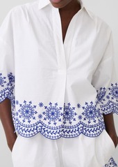 French Connection Alissa Embroidered Cotton Top