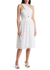 French Connection Appelonga Anglaise One-Shoulder Midi Dress in Linen White at Nordstrom Rack
