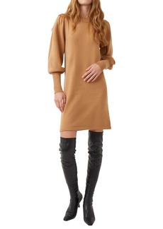 French Connection Babysoft Balloon Long Sleeve Sweater Dress in Camel Melange at Nordstrom