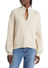 French Connection Babysoft Blouson Sleeve Half Zip Sweater in Classic Cream at Nordstrom Rack