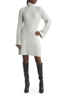 French Connection Babysoft Long Sleeve Rib Sweater Dress in Light Grey Mel at Nordstrom Rack