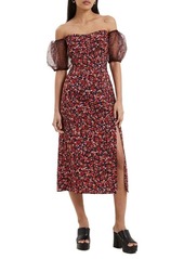French Connection Clara Floral Off the Shoulder Puff Sleeve Dress