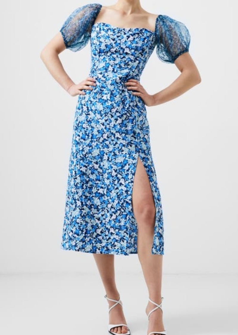 French Connection Clara Floral Puff Sleeve Midi Dress