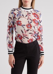 French Connection Eloise Floral Long Sleeve Chiffon Top in Summer White Cerise at Nordstrom Rack