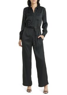French Connection Enid Long Sleeve Satin Jumpsuit