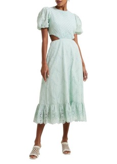 French Connection Esse Eyelet Embroidered Cutout Cotton Dress