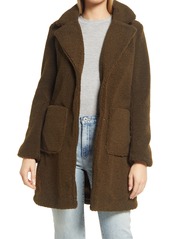 French Connection Faux Fur Teddy Coat in Olive at Nordstrom
