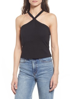 French Connection Halter Neck Jersey Top in Black at Nordstrom Rack