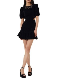 French Connection Ilvana Embroidered Cutout Velvet Minidress