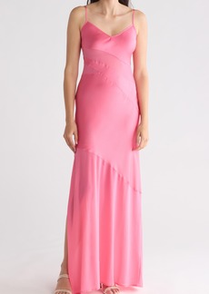 French Connection Inu Satin & Mesh Slipdress in Camelia Rose at Nordstrom Rack
