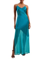 French Connection Inu Satin & Mesh Slipdress in Camelia Rose at Nordstrom Rack