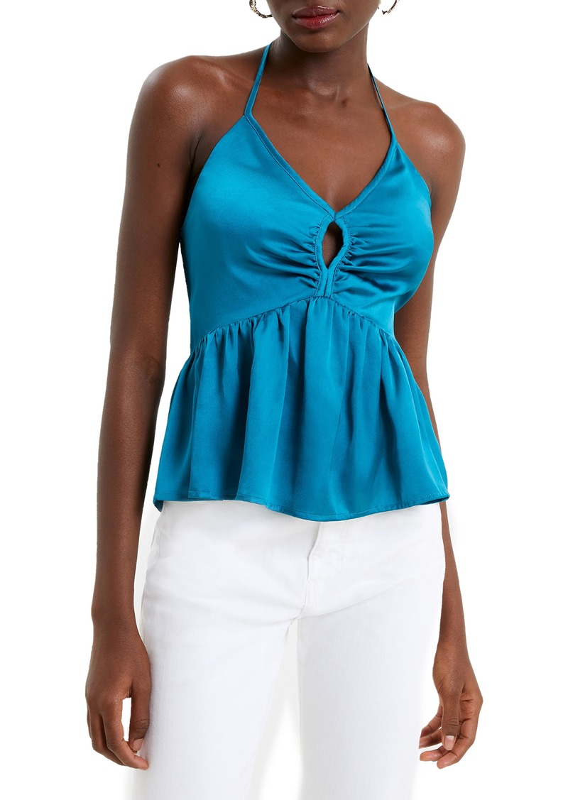 French Connection Inu Satin Cutout Halter Top in 40-Ocean Depths at Nordstrom Rack
