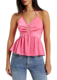 French Connection Inu Satin Cutout Halter Top