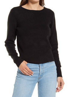 French Connection Juniper Rib Open Back Sweater in Black at Nordstrom