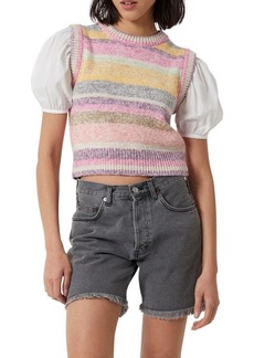 French Connection Kasper Stripe Mixed Media Sweater in Space Dye Multi at Nordstrom