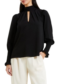 French Connection Keyhole Crepe Top in Blackout at Nordstrom Rack