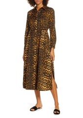 French Connection Leopard Print Long Sleeve Shirtdress at Nordstrom