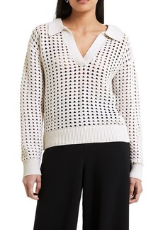 French Connection Manda Open Stitch Polo Sweater