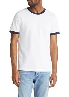 French Connection Men's Popcorn Ringer T-Shirt in White/Marine at Nordstrom