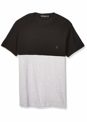 French Connection Men's Short Sleeve Crew Neck Printed Cotton T-Shirt Black/Light Gray Melange XL