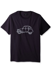 French Connection Men's Short Sleeve Crew Neck Regular Fit Graphic T-Shirt Utility Blue car L