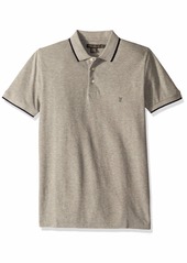 French Connection Men's Short Sleeve Solid Color Regular Fit Polo Shirt Light Gray Melange/Marine XL