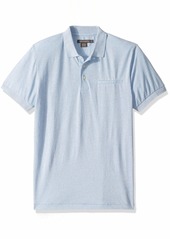 French Connection Men's Short Sleeve Solid Color Regular Fit Polo Shirt Sky Melange/White M