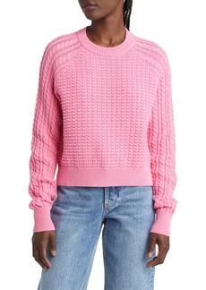 French Connection Mozart Mixed Stitch Cotton Sweater in Aurora Pink at Nordstrom Rack