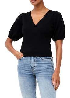 French Connection Mozart Puff Sleeve Cotton Sweater in Black at Nordstrom Rack