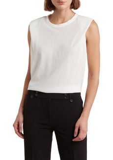 French Connection Padded Shoulder Crepe Tank Top in Summer White at Nordstrom Rack