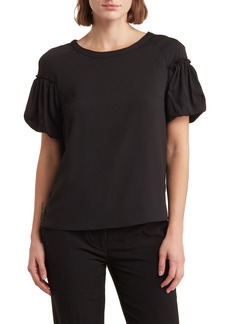 French Connection Ruffle Short Sleeve Blouse in Black at Nordstrom Rack