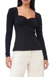 French Connection Sonya Rib Sweetheart Neck Top in Blackout at Nordstrom Rack