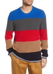 French Connection Stripe Regular Fit Cotton Sweater in True Red Multi at Nordstrom
