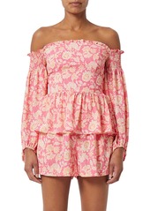 French Connection Verona Off the Shoulder Peplum Top in Camellia Rose at Nordstrom Rack