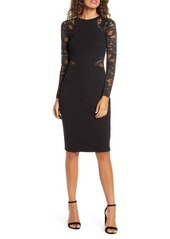 French Connection Viven Long Sleeve Lace Sheath Dress in Black at Nordstrom