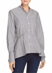 French Connection Women Summer Stripe Mix Long Sleeve Button Down Top Black/line