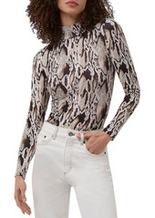 French Connection womens Animal Printed Jersey High Neck Top Shirt   US