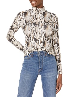 French Connection womens Animal Printed Jersey High Neck Top Shirt   US